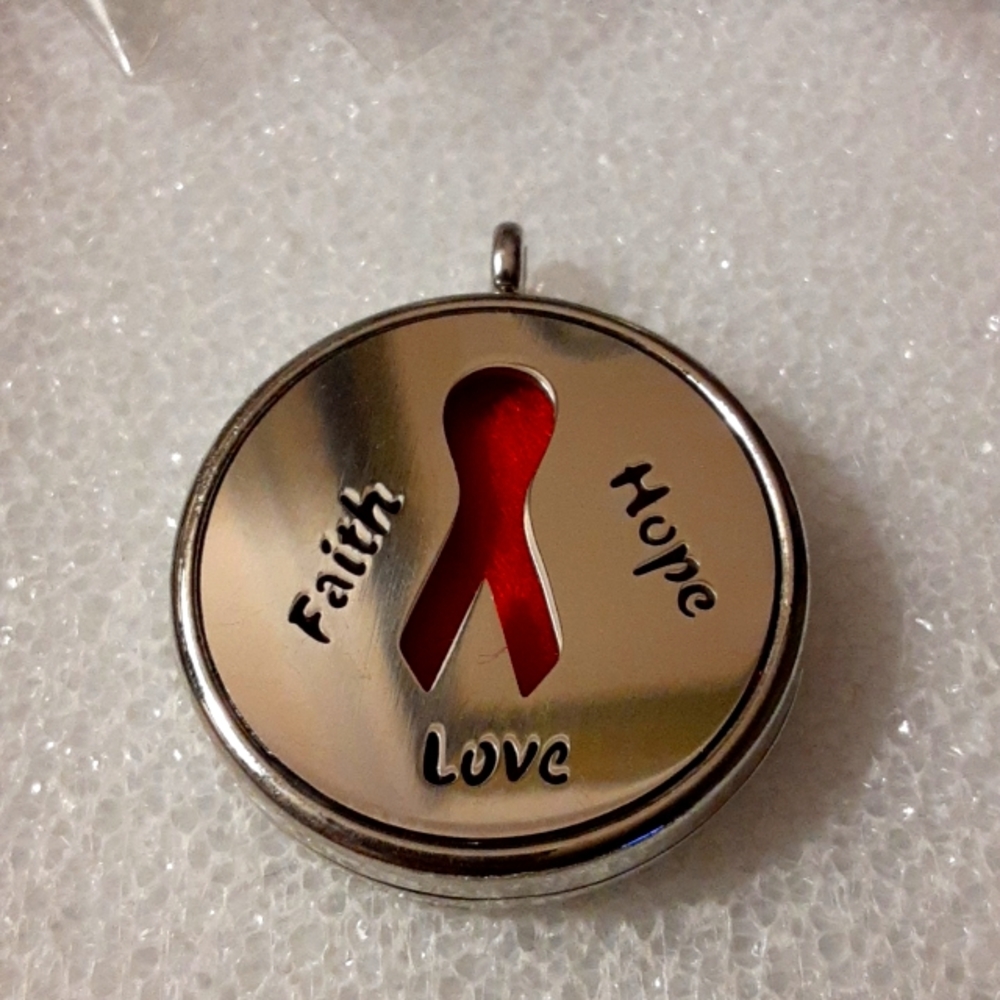 Cancer ribbon scent pendant